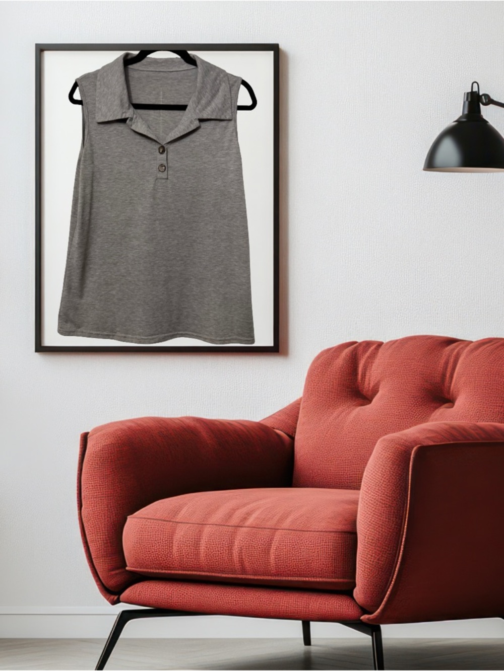 Women’s Grey Sleeveless Polo Tank Top